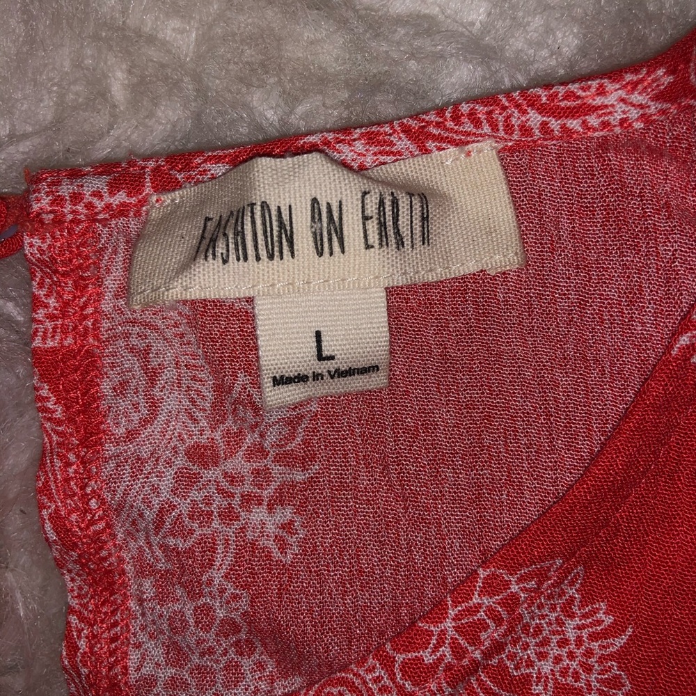 Red Patterned Matching Short Set - Picture 4 of 4